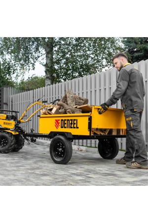 Прицеп для мотоблока TT-500, оцинк., груз. 500 кг, рег. сцепка, колеса 4.00-10, в упаковке Denzel