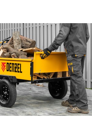 Прицеп для мотоблока TT-500, оцинк., груз. 500 кг, рег. сцепка, колеса 4.00-10, в упаковке Denzel