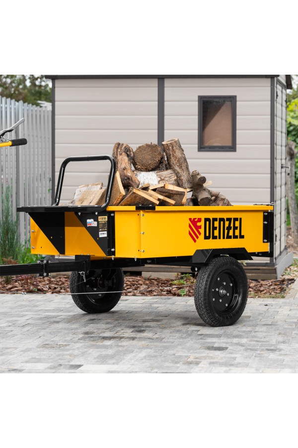 Прицеп для мотоблока TT-500, оцинк., груз. 500 кг, рег. сцепка, колеса 4.00-10, в упаковке Denzel