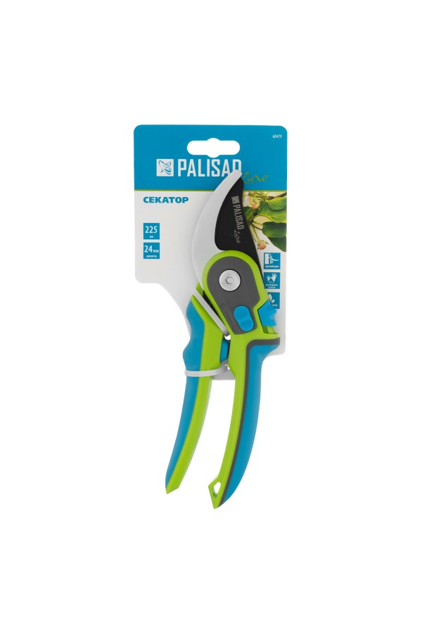 Секатор прямого реза, 225 мм, регулировка захвата, трехкомпонентные рукоятки, Luxe, Palisad