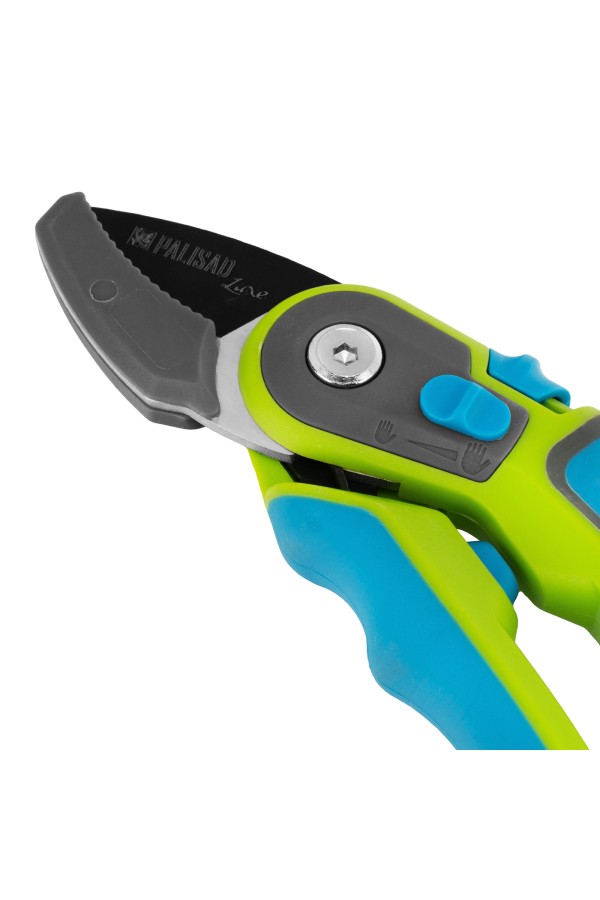 Секатор с наковальней, 220 мм, регулировка захвата, трехкомпонентные рукоятки, Luxe, Palisad