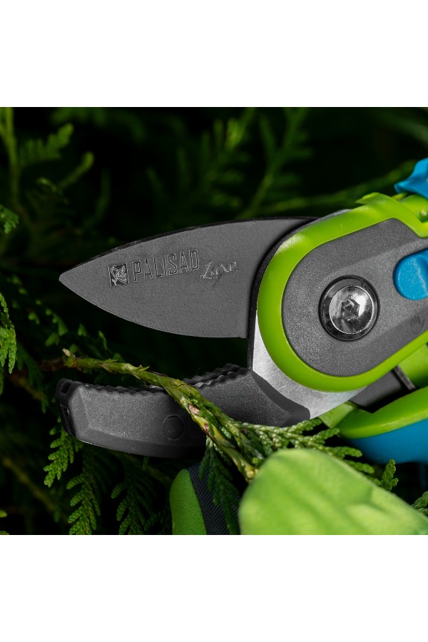 Секатор с наковальней, 220 мм, регулировка захвата, трехкомпонентные рукоятки, Luxe, Palisad