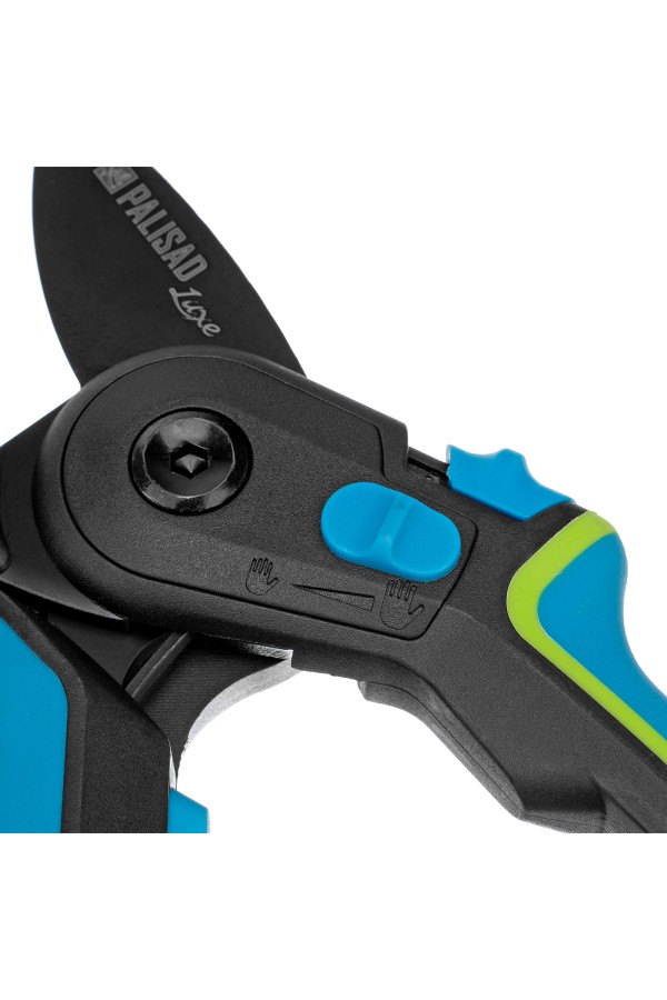 Секатор с наковальней, 220 мм, регулировка захвата, трехкомпонентные рукоятки, Luxe, Palisad