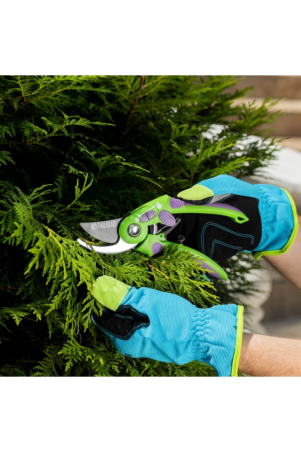 Секатор прямого реза, 215 мм, регулировка захвата, двухкомпонентные рукоятки, Palisad