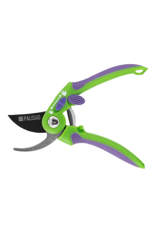 Секатор прямого реза, 215 мм, регулировка захвата, двухкомпонентные рукоятки, Palisad