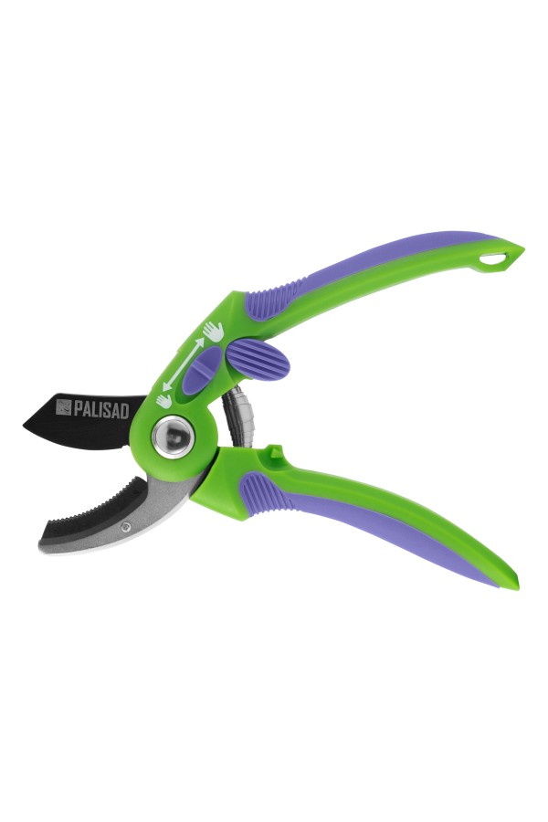Секатор с наковальней, 215 мм, регулировка захвата, двухкомпонентные рукоятки, Palisad