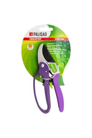 Секатор прямого реза, 200 мм, храповой механизм, металлические обрезиненные рукоятки, Palisad