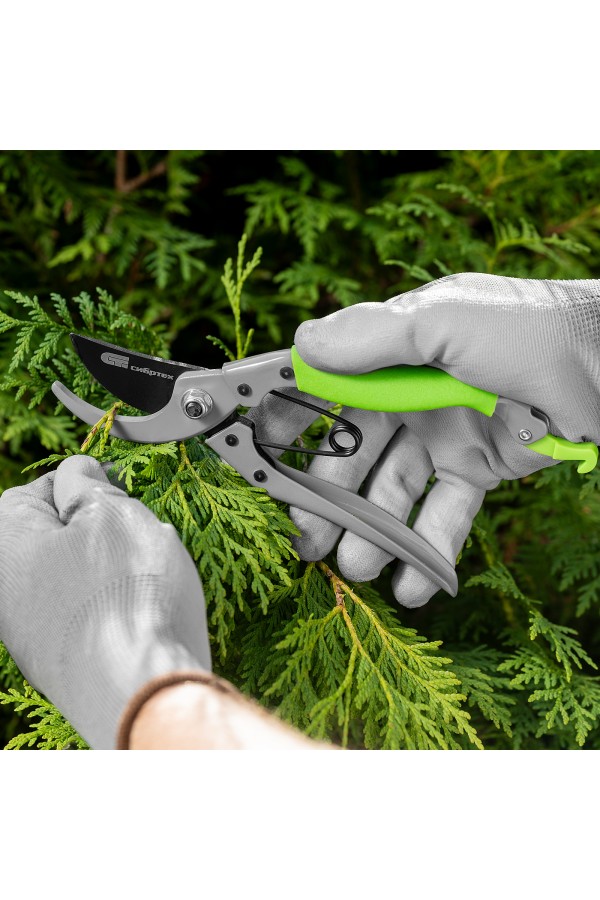 Секатор прямого реза, 200 мм, металлические рукоятки, верхняя в ПВХ - оболочке, Сибртех