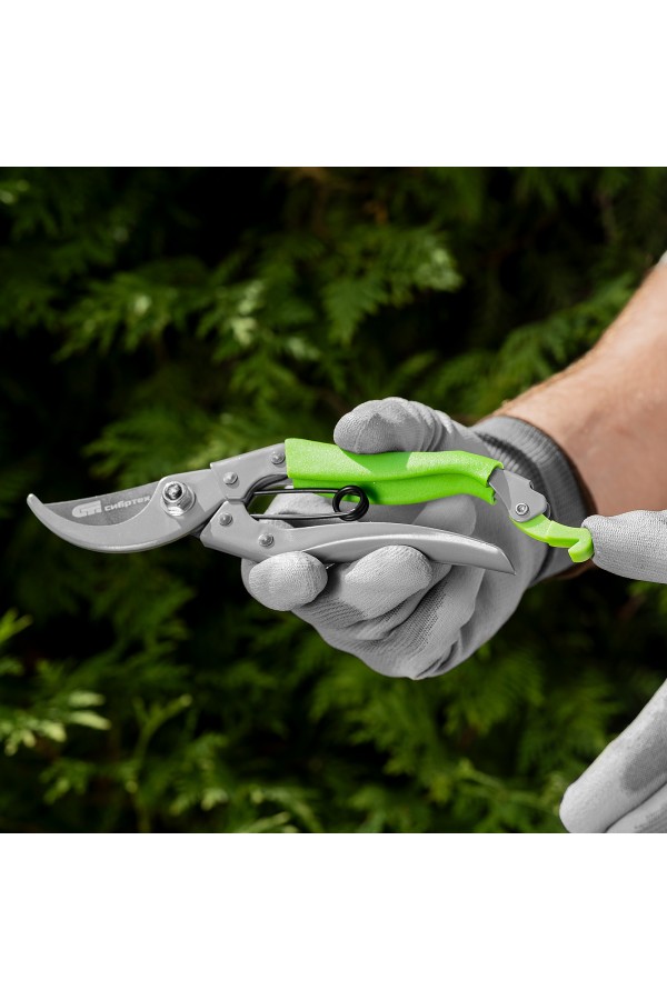 Секатор прямого реза, 200 мм, металлические рукоятки, верхняя в ПВХ - оболочке, Сибртех