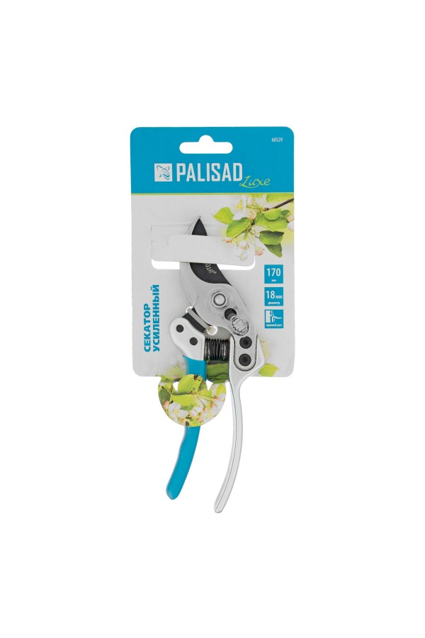Секатор прямого реза, 170 мм, усиленный, нижняя рукоятка в ПВХ - оболочке, Luxe, Palisad