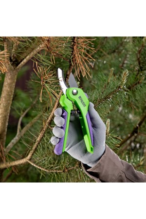 Секатор с наковальней, 210 мм, шестеренный привод, двухкомпонентные рукоятки, Palisad