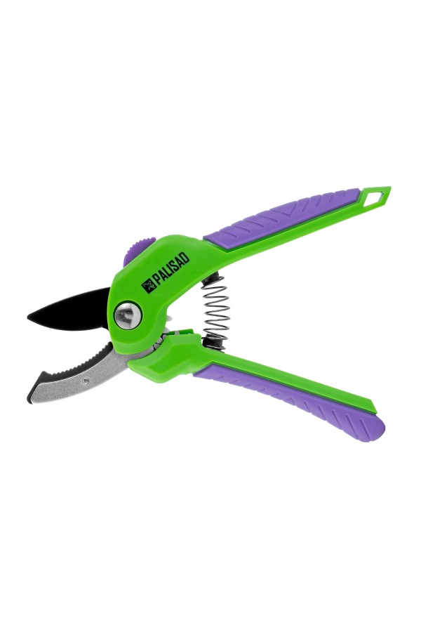 Секатор с наковальней, 210 мм, шестеренный привод, двухкомпонентные рукоятки, Palisad