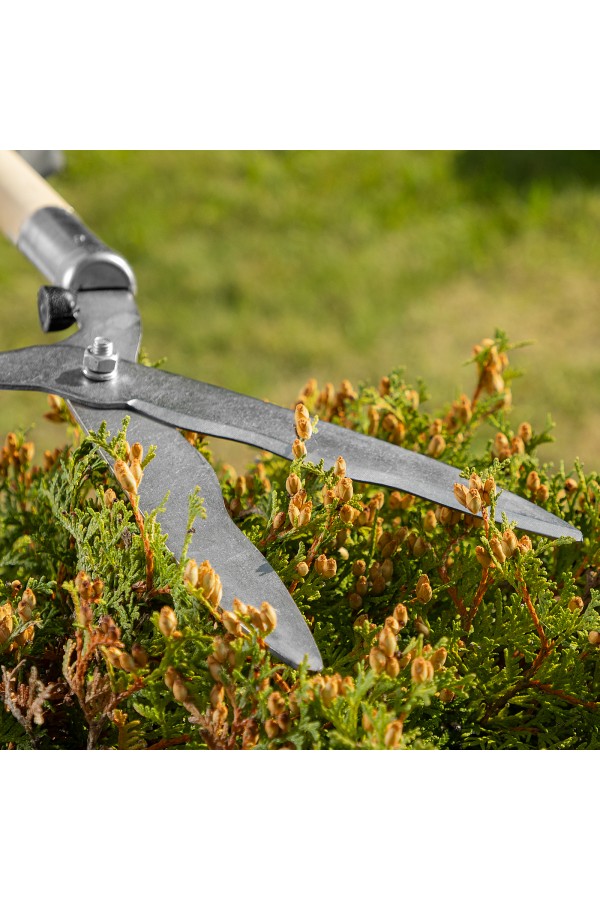 Кусторез, 650 мм, волнистые лезвия, деревянные рукоятки, Горизонт,