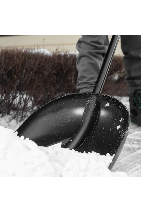 Лопата для уборки снега пластиковая, 400х417х1390 мм, алюминиевый черенок Palisad