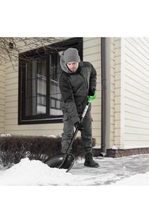 Лопата для уборки снега пластиковая, 400х417х1390 мм, алюминиевый черенок Palisad