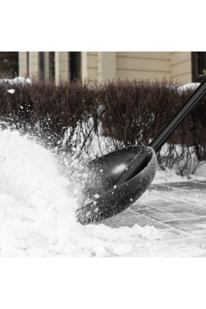 Лопата для уборки снега пластиковая, 400х417х1390 мм, алюминиевый черенок Palisad