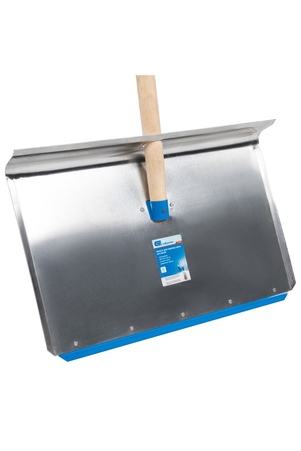 Лопата для уборки снега тротуарная, алюминиевая, 600 х 400 х 1420, деревянный черенок, Сибртех