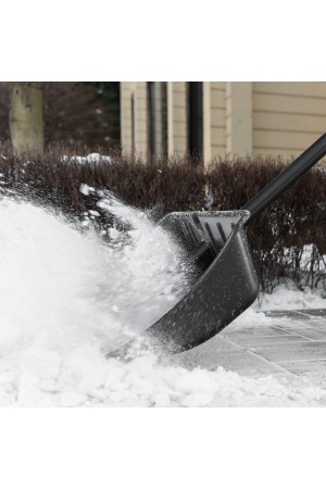 Лопата для уборки снега, полипропилен, 540х380х1400 мм, стальной черенок, BASE// Palisad