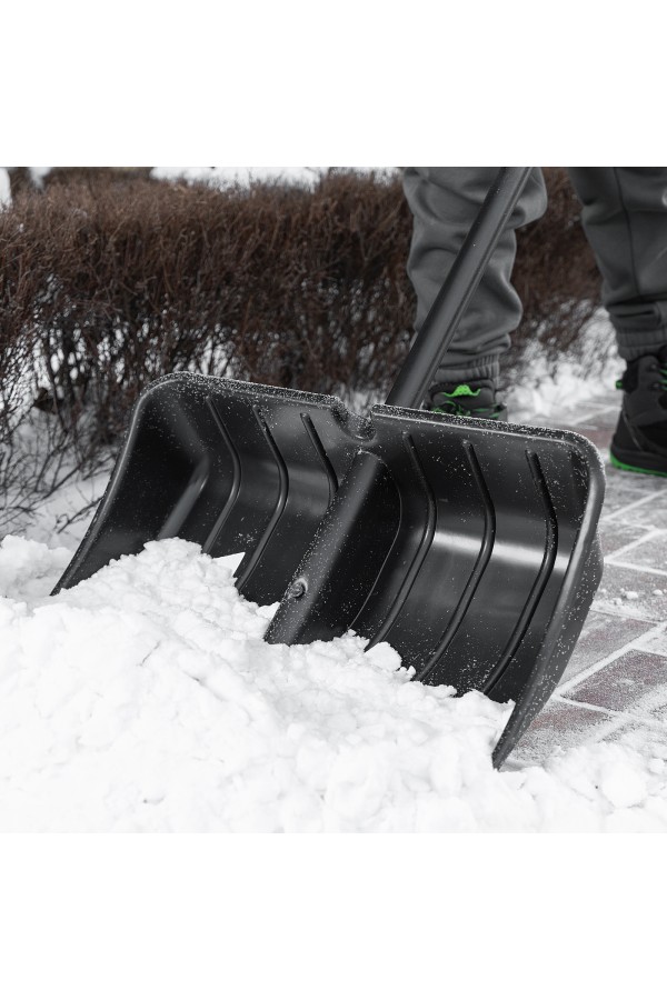 Лопата для уборки снега, полипропилен, 535х375х1400, стальной черенок, BASE Palisad