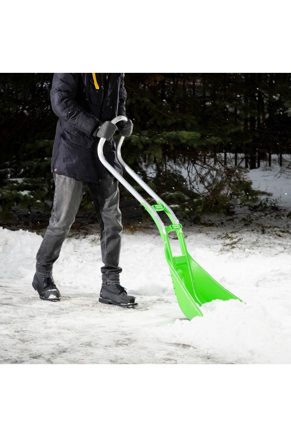 Движок для уборки снега пластиковый, 670 х 530 х 1410 мм, алюминиевая рукоятка, Сибртех