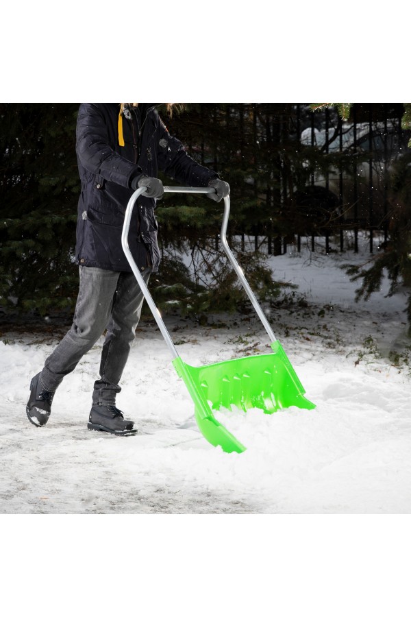 Движок для уборки снега пластиковый, 810 х 535 х 1300 мм, алюминиевая рукоятка, Сибртех