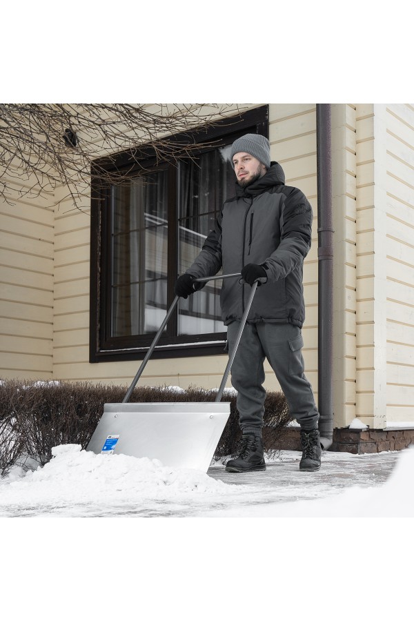 Движок для уборки снега, стальной, оцинкованный, 750 х 410 х 1100 мм, стальная рукоятка, Сибртех