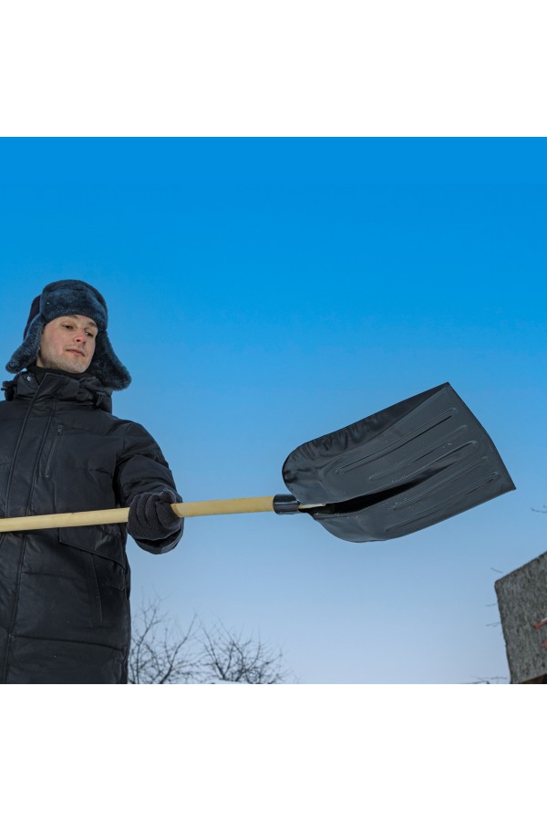 Лопата для уборки снега стальная эмалированная, 330 х 365 мм, без черенка, Сибртех