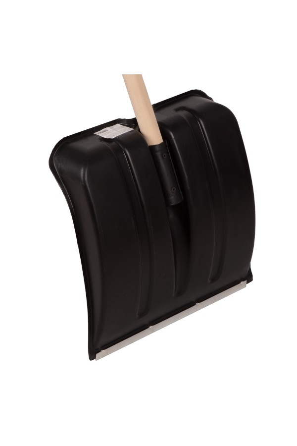 Лопата для уборки снега пластиковая, 380х385х1420 мм, деревянный черенок