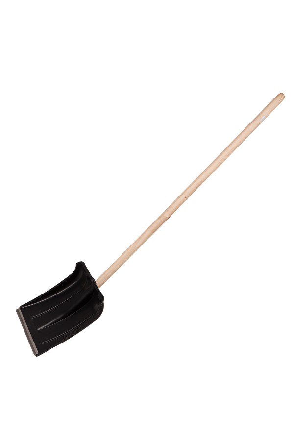 Лопата для уборки снега пластиковая, 350 х 350 х 1445 мм, деревянный черенок,