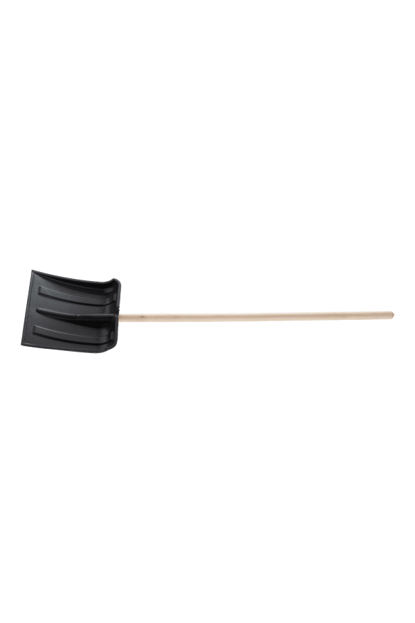 Лопата для уборки снега пластиковая, без планки, 350х350х1445 мм, деревянный черенок