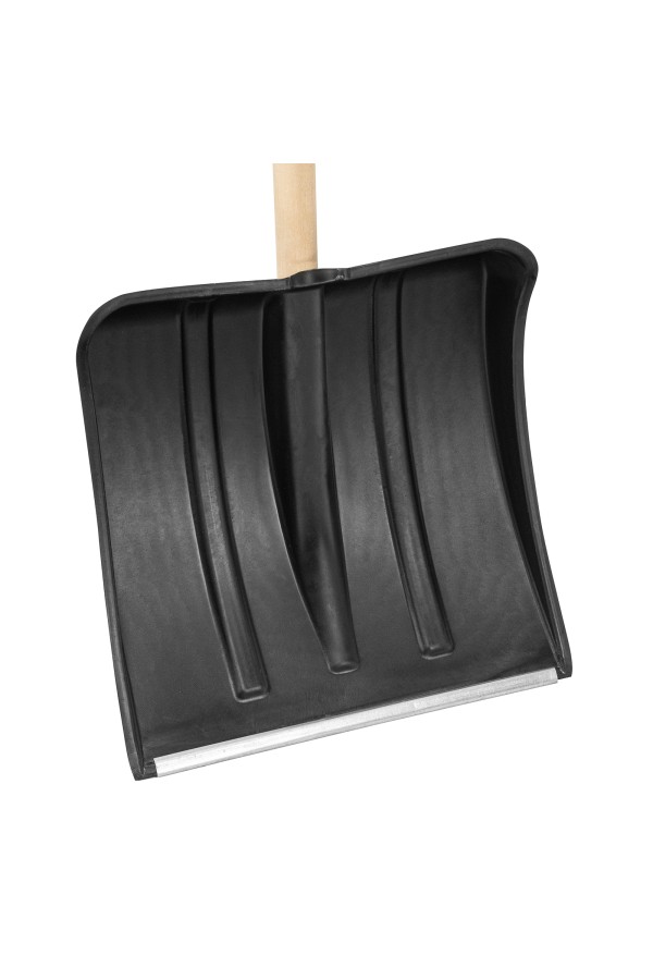 Лопата для уборки снега пластиковая, 380х385х1420 мм, оцинк. планка, деревянный черенок