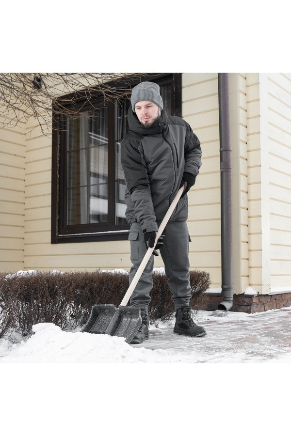 Лопата для уборки снега пластиковая, 380х385х1420 мм, оцинк. планка, деревянный черенок