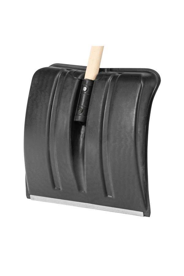 Лопата для уборки снега пластиковая, 380х385х1420 мм, оцинк. планка, деревянный черенок