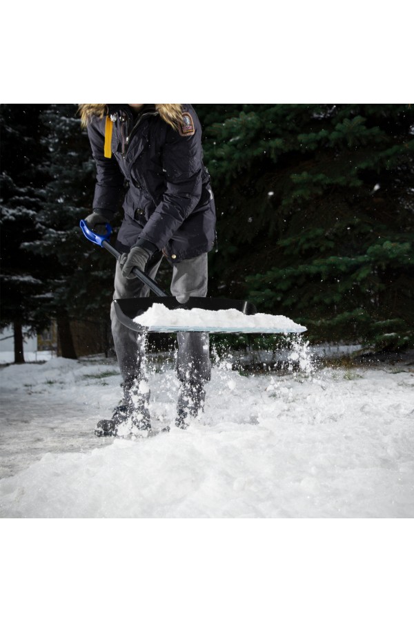 Лопата для уборки снега пластиковая, 460 х 335 х 1300 мм, металлопластиковый черенок, Palisad