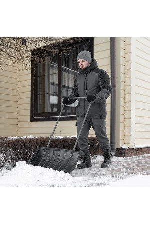 Движок для уборки снега пластиковый, 780 х 420 х 1140 мм, стальная рукоятка, Россия, Сибртех