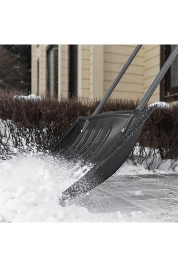 Движок для уборки снега пластиковый, 780 х 420 х 1140 мм, стальная рукоятка, Сибртех