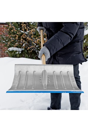 Лопата для уборки снега стальная оцинкованная, 430 х 370 х 1350 мм, деревянный черенок, Россия, Сибртех