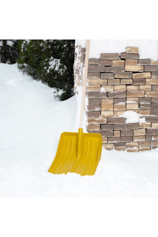 Лопата для уборки снега пластиковая, желтая, 420 х 425 мм, без черенка, Сибртех