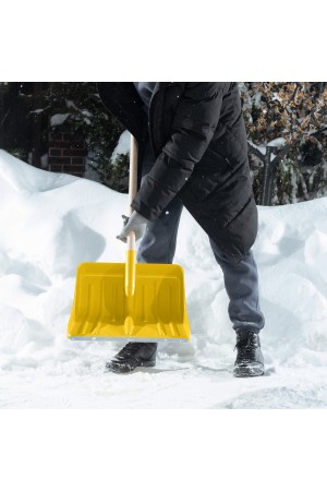 Лопата для уборки снега пластиковая, желтая, 420 х 425 мм, без черенка, Россия, Сибртех