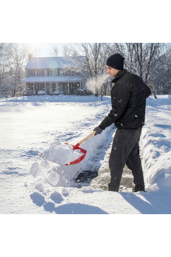 Лопата для уборки снега пластиковая, красная, 420 х 425 мм, без черенка, Сибртех