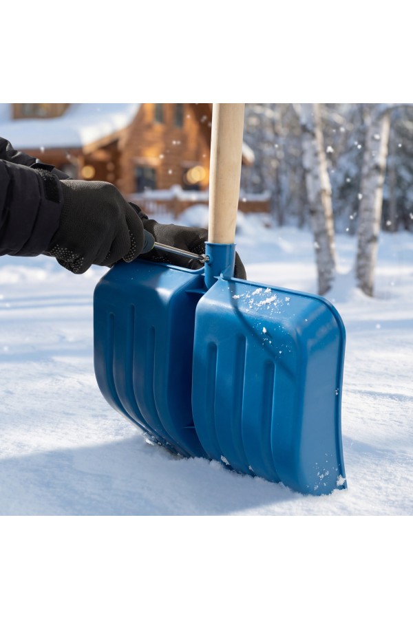 Лопата для уборки снега пластиковая, синяя, 420 х 425 мм, без черенка, Сибртех