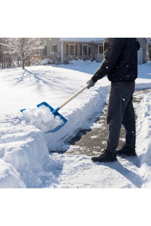 Лопата для уборки снега пластиковая, синяя, 420 х 425 мм, без черенка, Россия, Сибртех