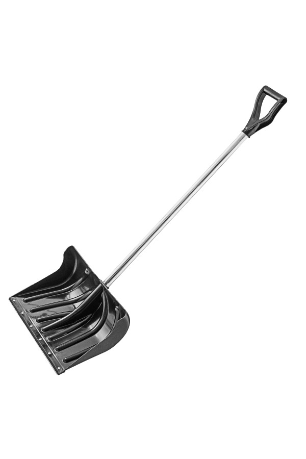Лопата для уборки снега пластиковая, 500x330x1315 мм, алюминиевый черенок, Сибртех