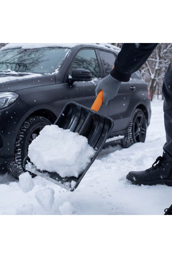 Лопата для уборки снега полипропиленовая, 275х365х790 мм, стальной черенок, Stels