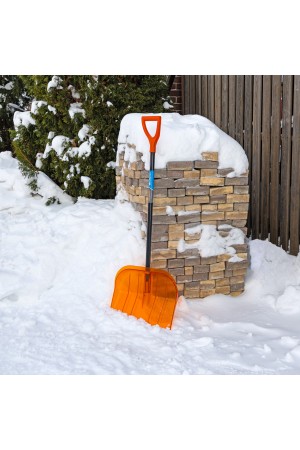 Лопата для уборки снега поликарбонат, 465х410х1390 мм, стальной черенок, усиленная Сибртех
