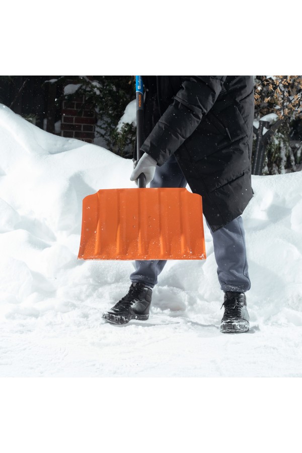 Лопата для уборки снега стальная, 470х335х1335 мм, стальной черенок, Сибртех