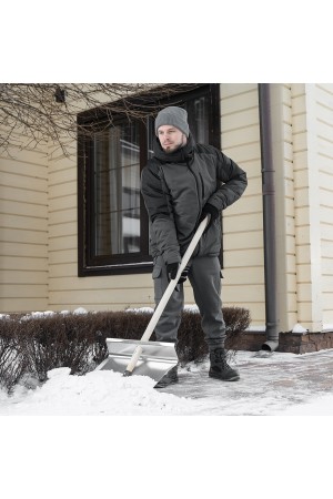 Лопата для уборки снега тротуарная, алюминиевая,500х400х1420мм, деревянный черенок, Россия Сибртех