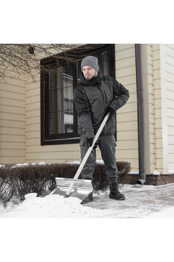 Лопата для уборки снега тротуарная, алюминиевая,500х400х1420мм, деревянный черенок, Сибртех