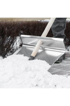Лопата для уборки снега тротуарная, алюминиевая,500х400х1420мм, деревянный черенок, Россия Сибртех