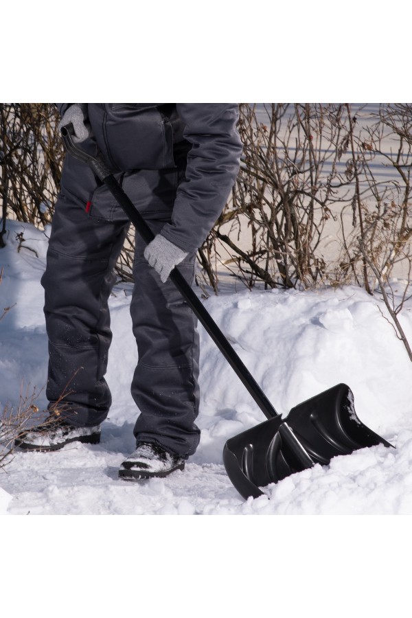 Лопата для уборки снега пластиковая, 490х325х1380 мм, стальной черенок, Palisad